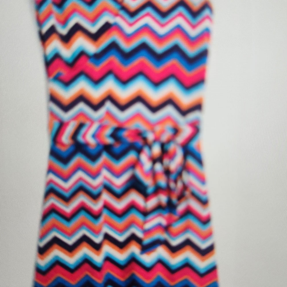 Leota Chevron Stripe Dress in Pink, Blue, Orange, Navy  Never Worn
